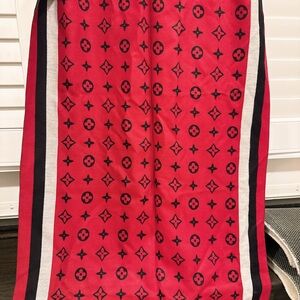 LV Red and Black Patterned Scarf